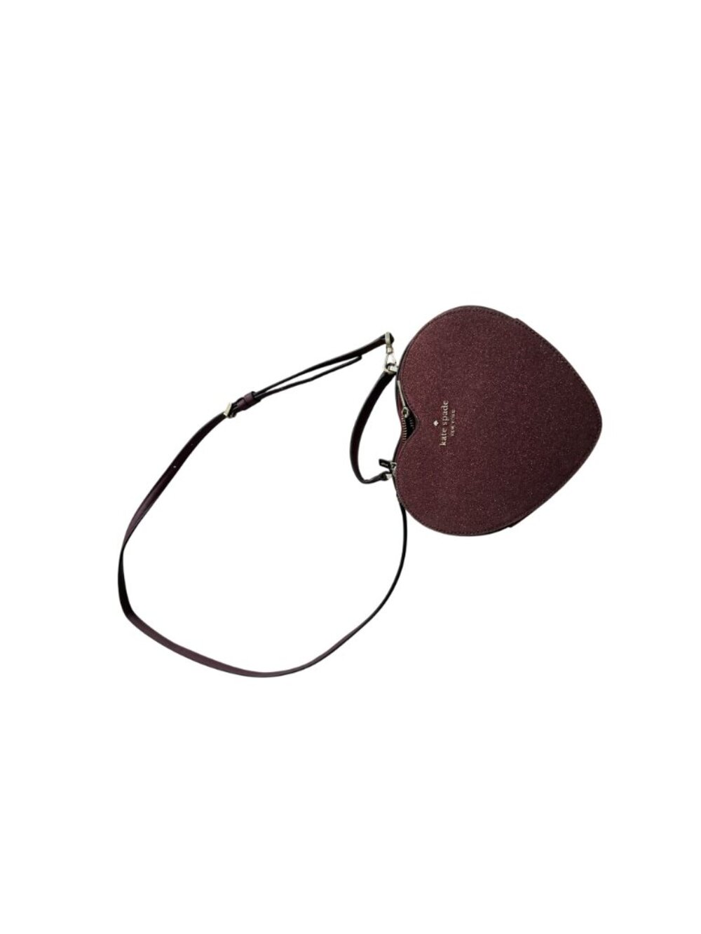 KATE SPADE Burgundy Glitter Love Shack Heart Crossbody Bag - Picture 14 of 14